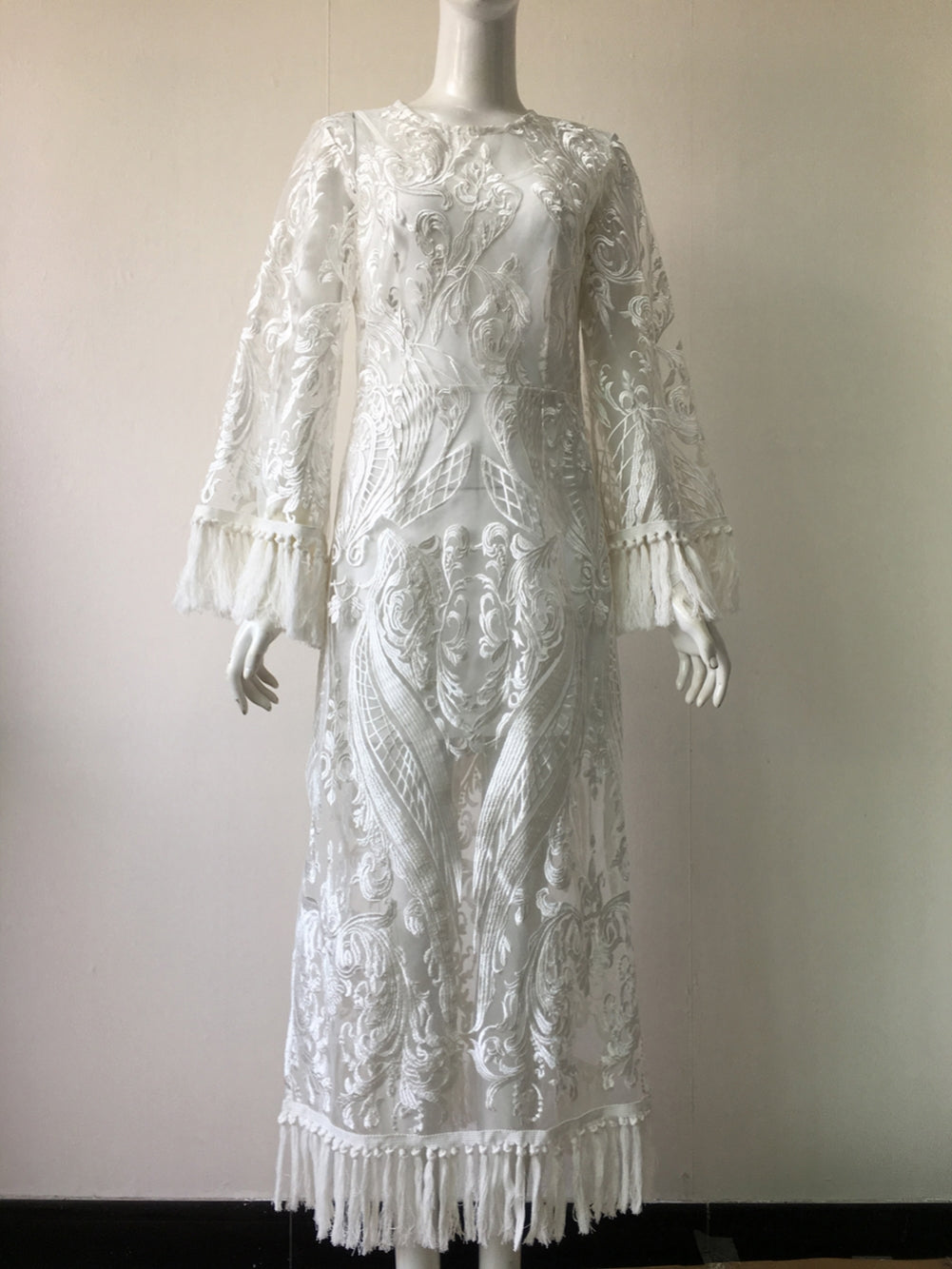 Sheer Embroidered Swan Dress
