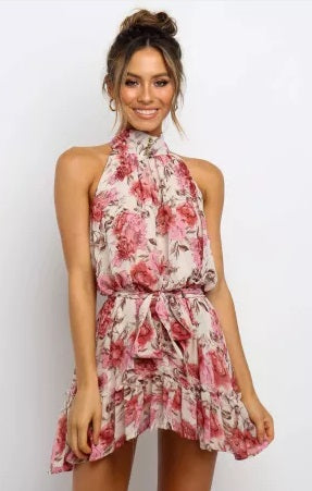 Red Floral Print Mini Dress