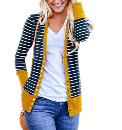 Color Block Cardigans in Royal, Mustard, & Peacock