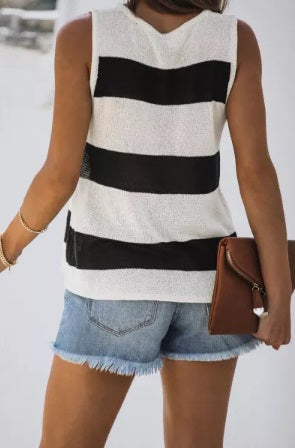 Black Striped Sweater Tank