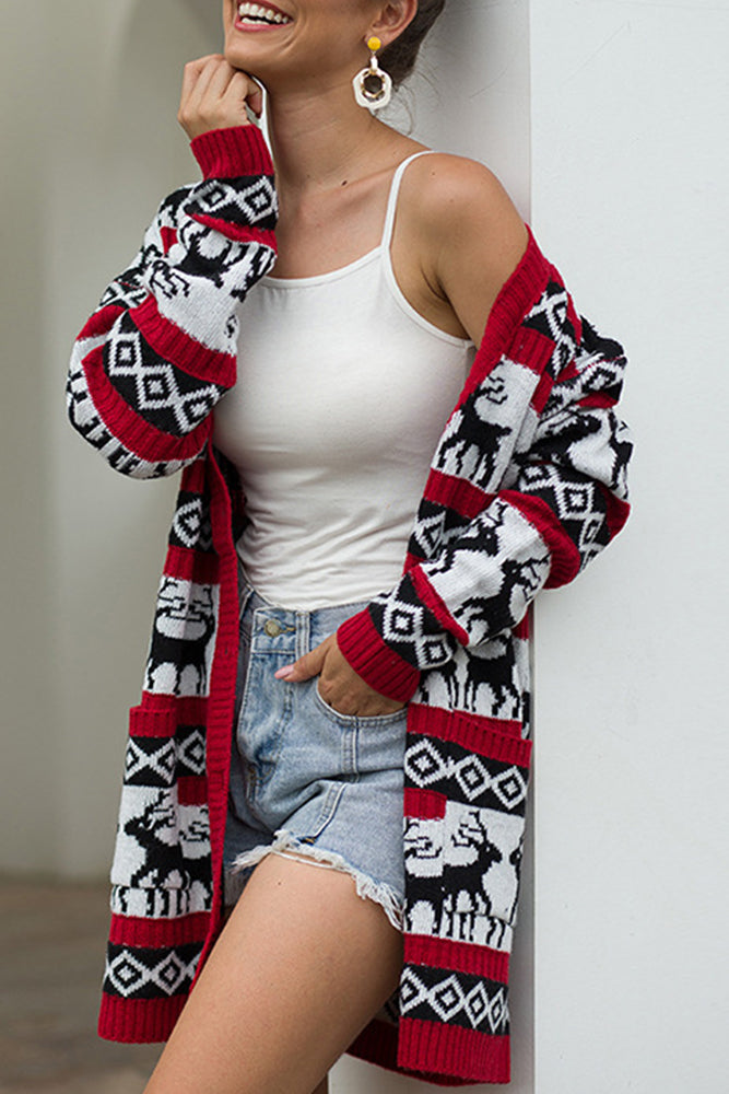 Knit Reindeer Cardigan Sweater