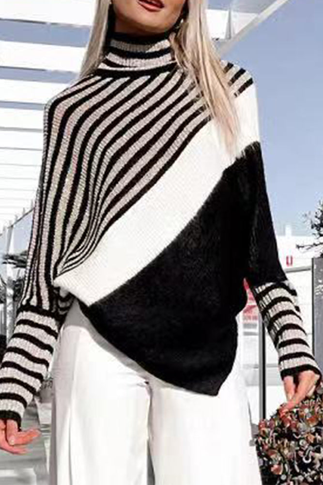 Batwing Stripe Sleeved Poncho
