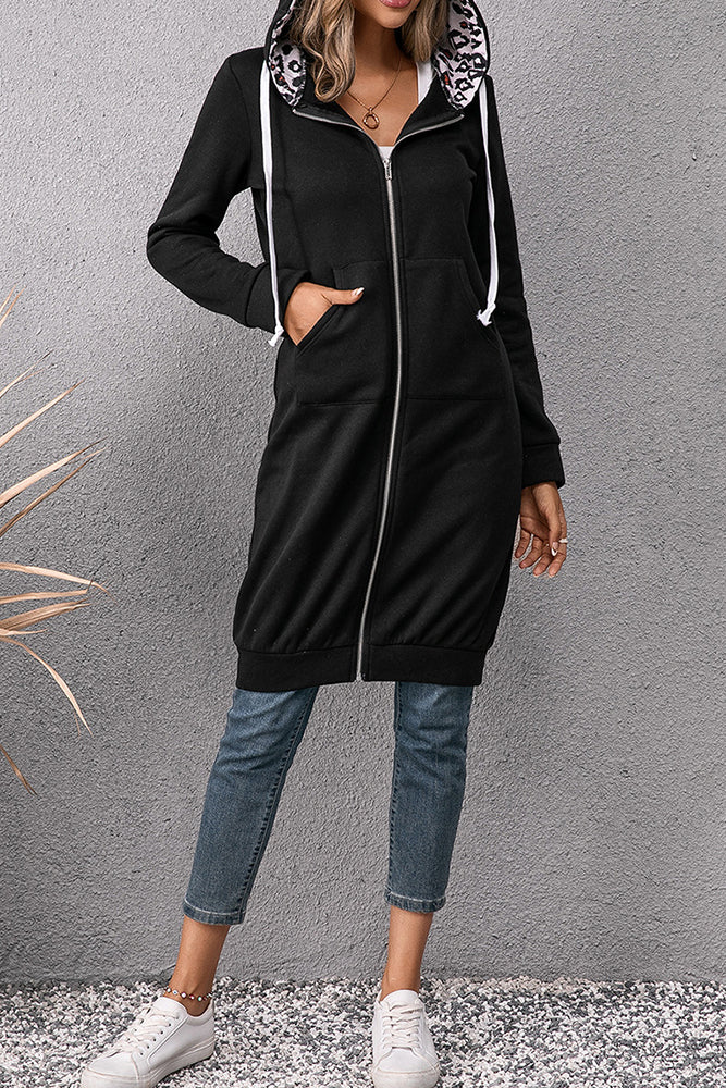 Full Length Leopard Lined Hoodie
