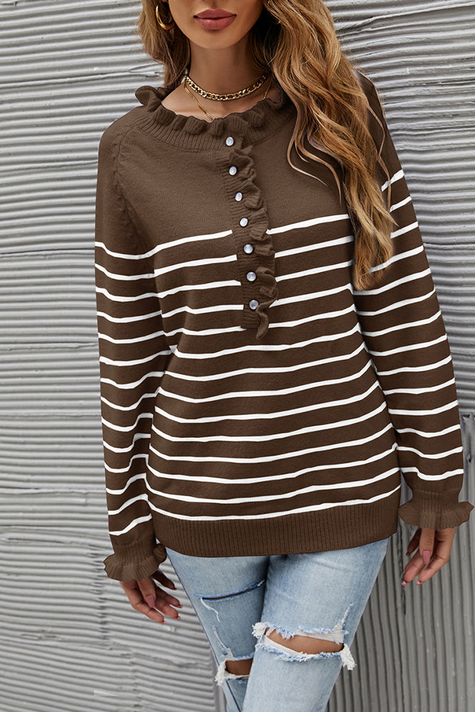 Cute As A Button Ruffle Sweater (7 colors)