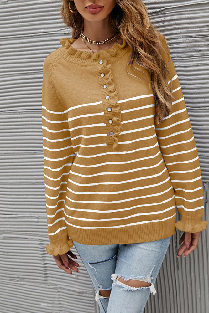 Cute As A Button Ruffle Sweater (7 colors)