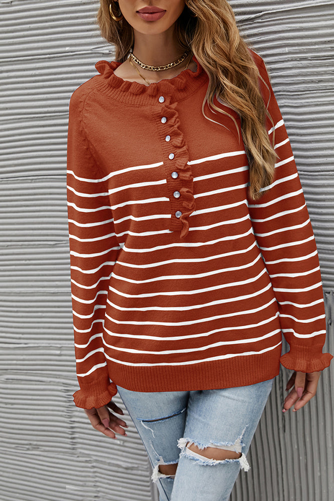 Cute As A Button Ruffle Sweater (7 colors)