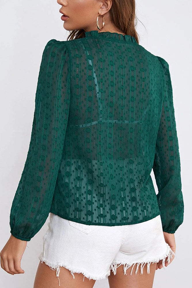 Ruffled Split Neck Blouse (5 Colors)