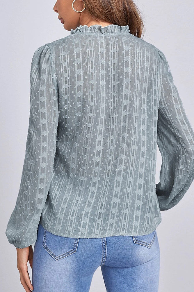 Ruffled Split Neck Blouse (5 Colors)