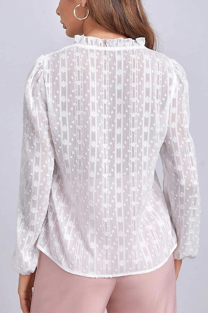 Ruffled Split Neck Blouse (5 Colors)