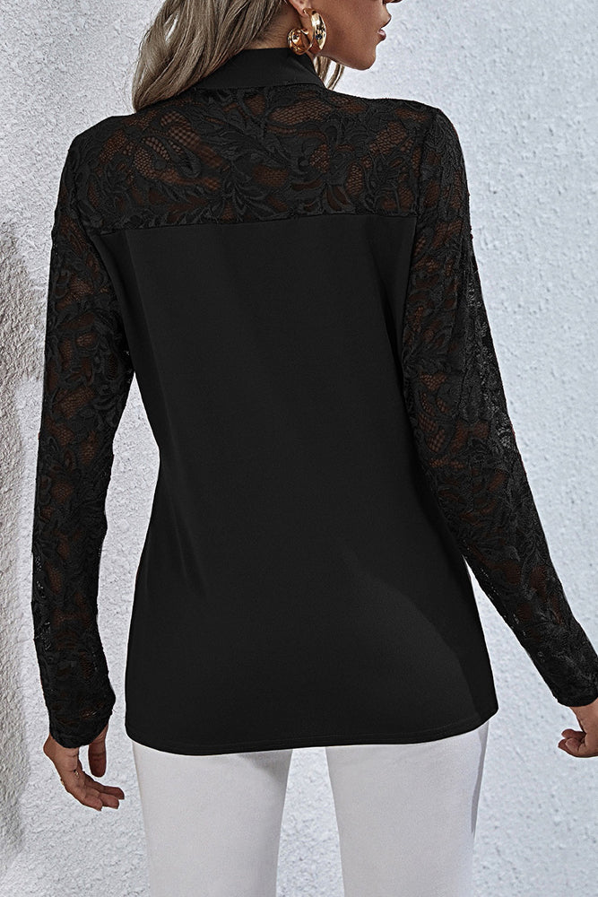 Lace Splicing Tie Top