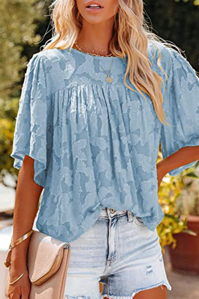 Textured Lace Flare Top (5 Colors, Up to 2 XL)