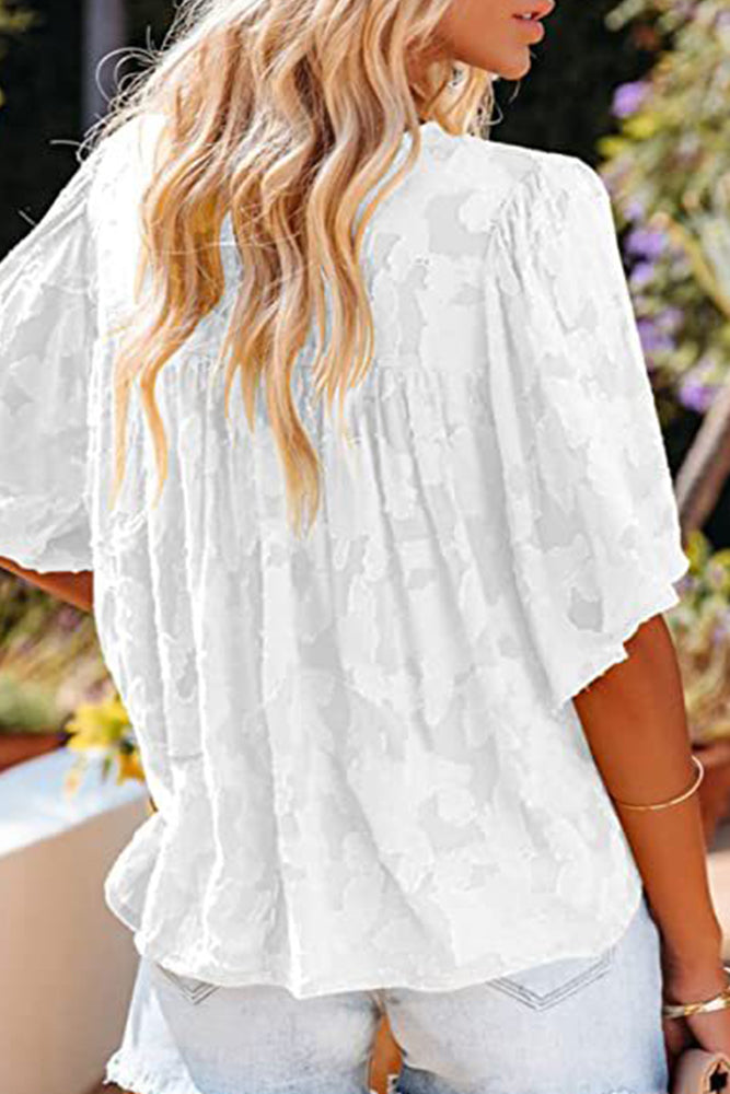 Textured Lace Flare Top (5 Colors, Up to 2 XL)