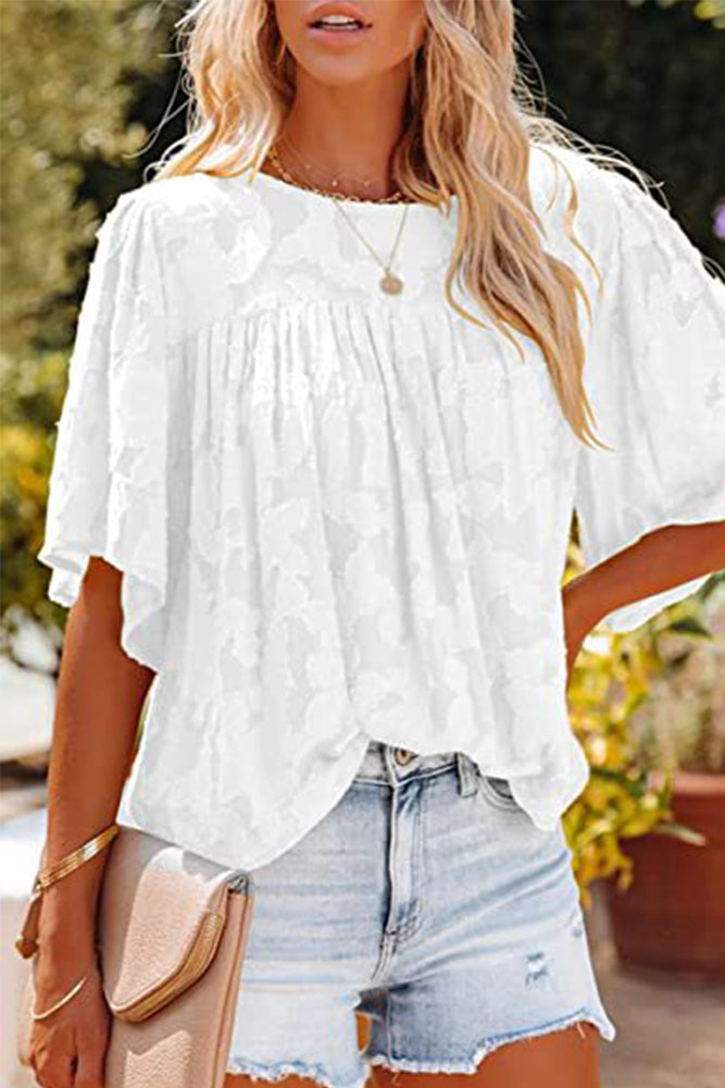 Textured Lace Flare Top (5 Colors, Up to 2 XL)