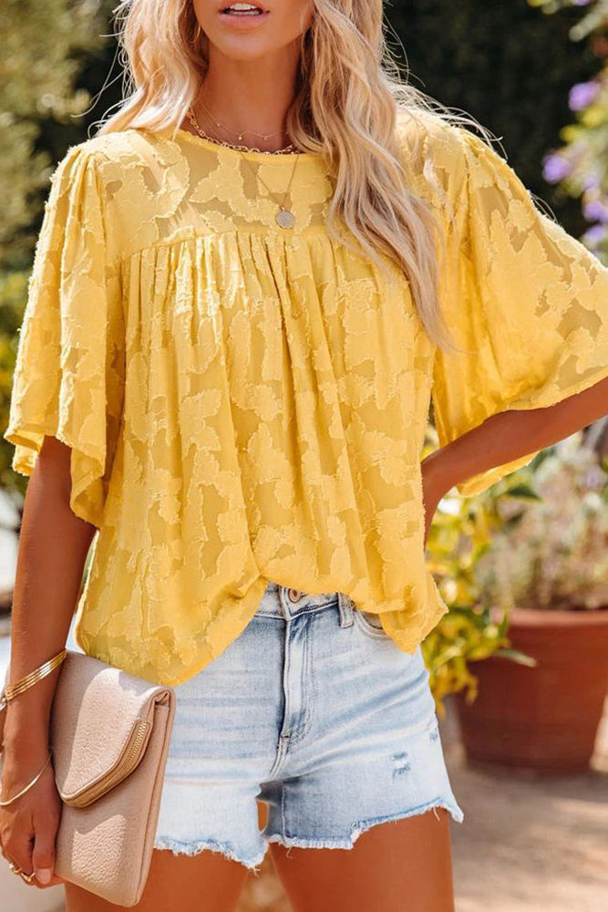 Textured Lace Flare Top (5 Colors, Up to 2 XL)