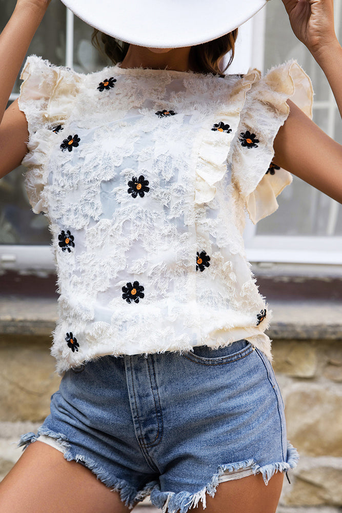 Daisy Ruffles O Neck Top
