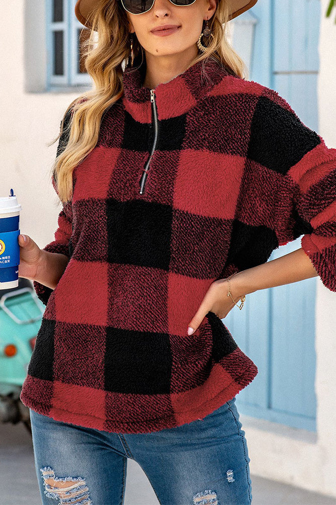 Buffalo Plaid Fleece Pullover