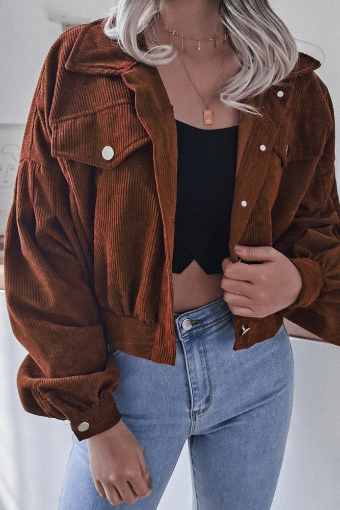 Lantern Sleeve Corduroy Jacket (4 Colors)