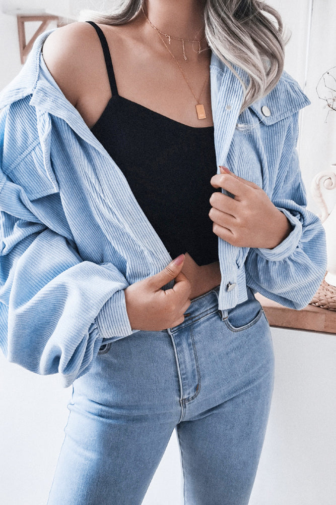 Lantern Sleeve Corduroy Jacket (4 Colors)