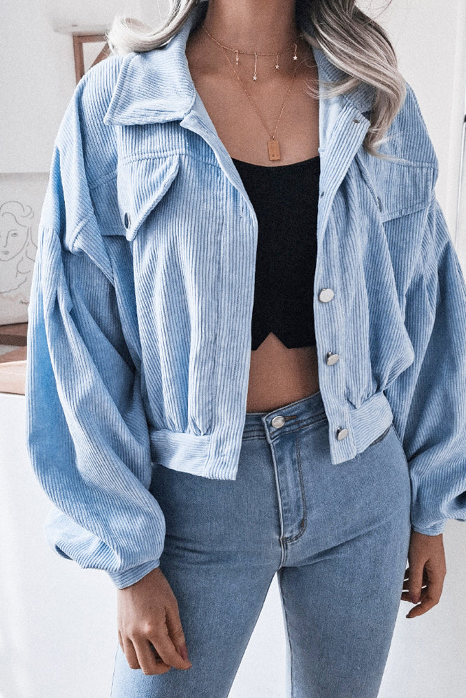 Lantern Sleeve Corduroy Jacket (4 Colors)