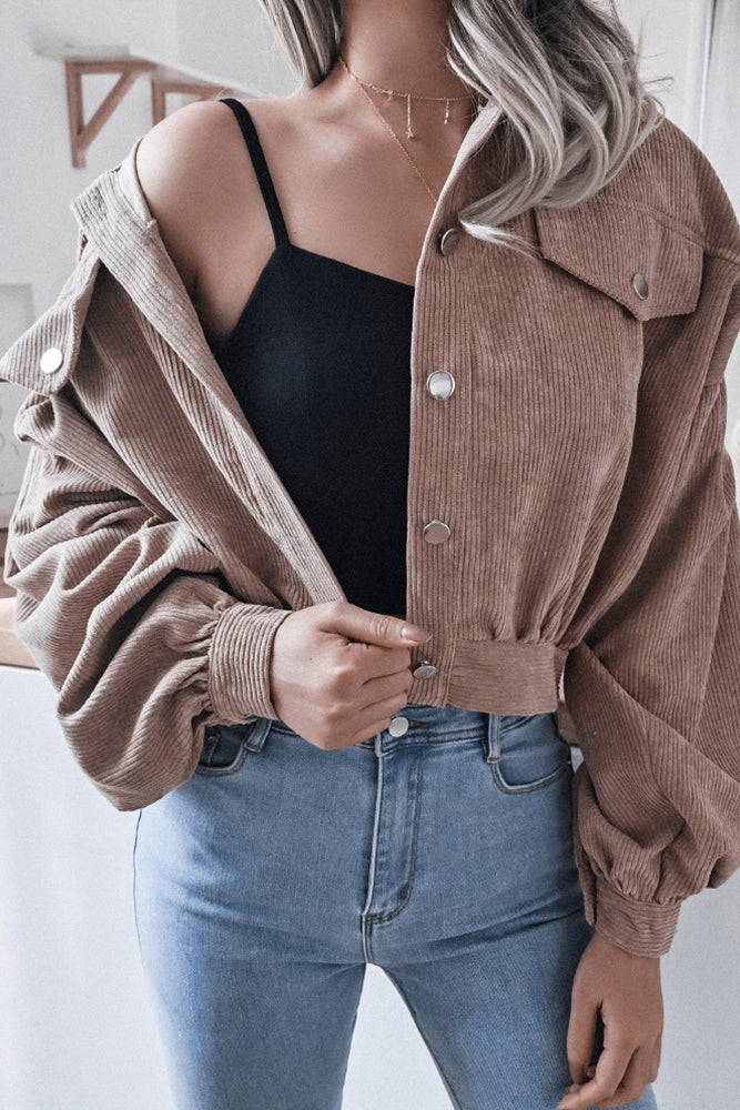 Lantern Sleeve Corduroy Jacket (4 Colors)