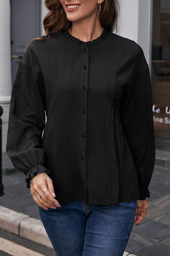 Ruffle Button Blouse (3 colors)