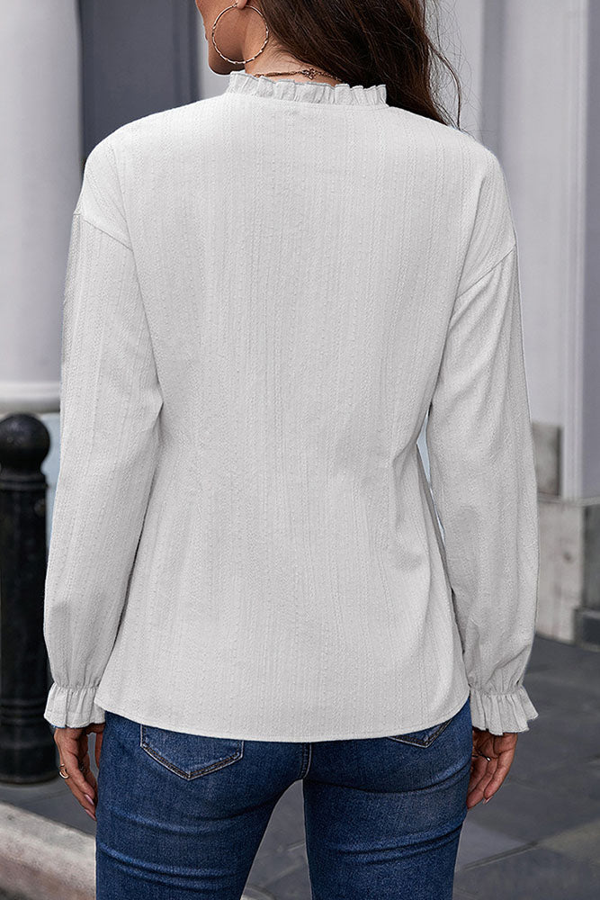 Ruffle Button Blouse (3 colors)