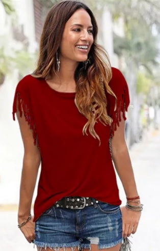 Tassel Tee Shirt Top (4 colors, up to size 5XL!)