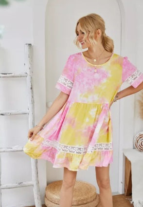 POP! Stock - Lace and Dye Summer Swing Dress