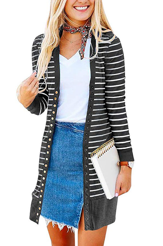 Lightweight Knit Striped Cardigan