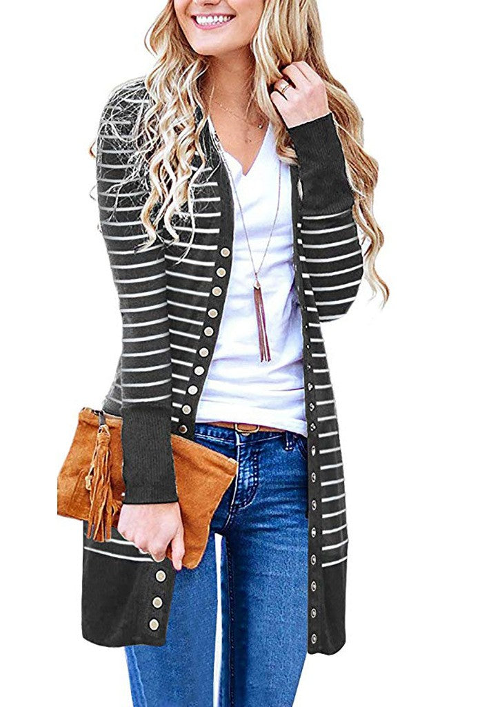 Lightweight Knit Striped Cardigan