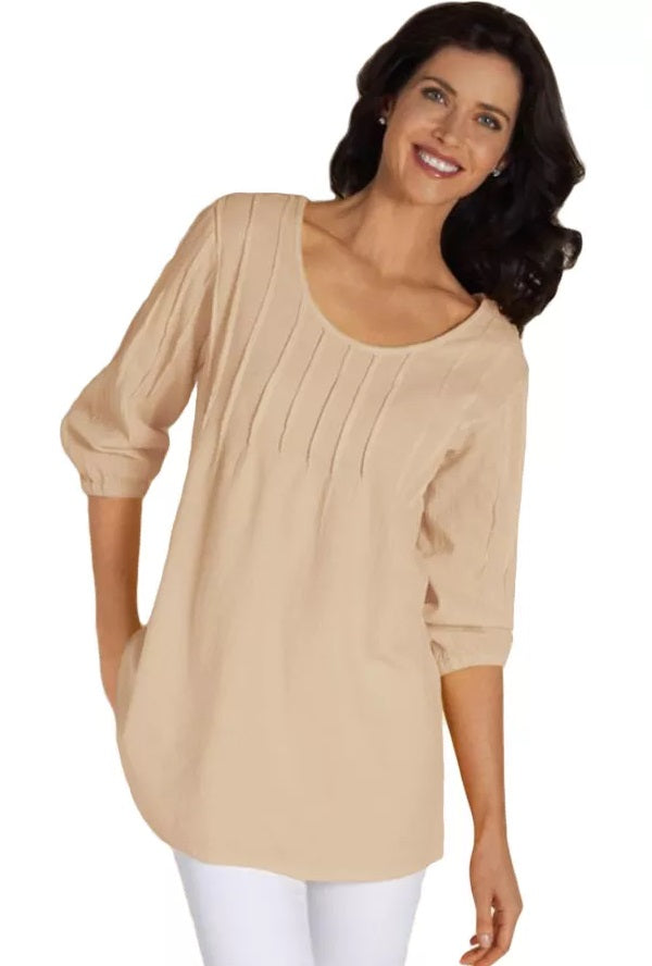 Pintuck Quarter Sleeve Fall Top Pre-Sale (Multiple Colors)