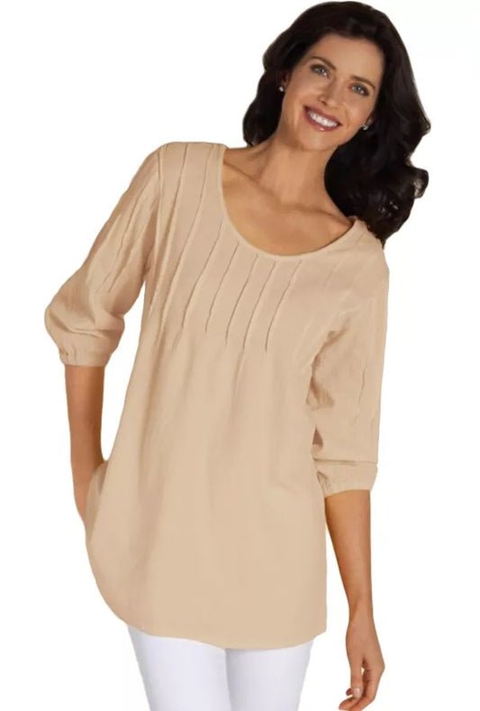 Pintuck Quarter Sleeve Fall Top Pre-Sale (Multiple Colors)