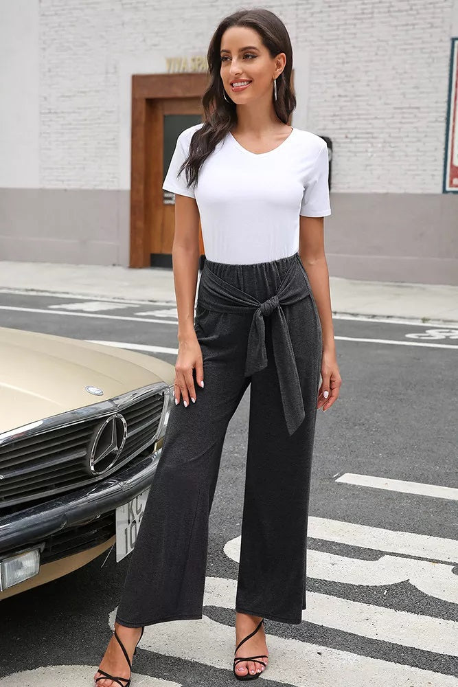 Belted Cotton Casual Pant (2 colors)