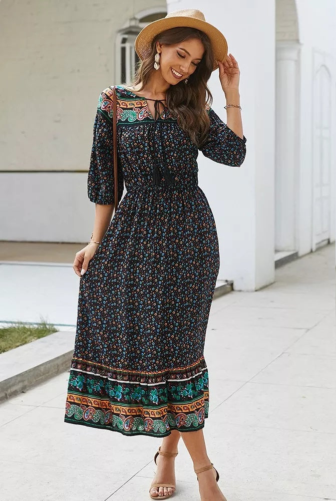 Boho Print Dress Pre-Sale (3 Colors)