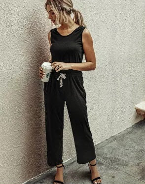 POP! Stock - Basic Sleeveless Capri Jumpsuit