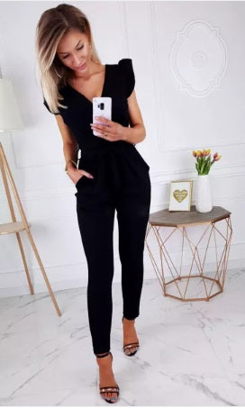 POP! Stock - Ruffle Sleeve Skinny Jumpsuit (2 colors)