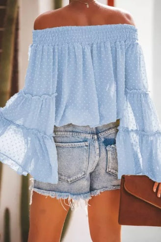 POP! Stock - Swiss Dot Off Shoulder Top