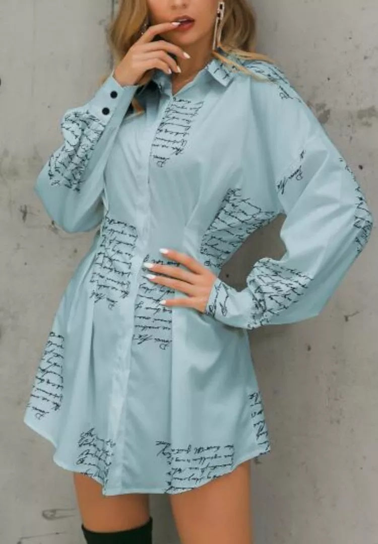 Button Down Script Dress Pre-Sale (3 colors)