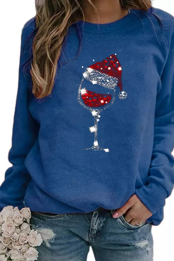 Santa Hat Wine Sweatshirt