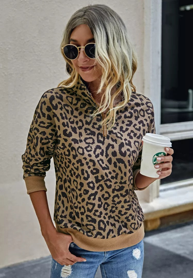 Leopard Zip Up Pre-Sale (3 colors)