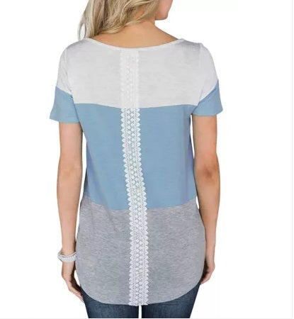 Color Block Lace Back Shirt