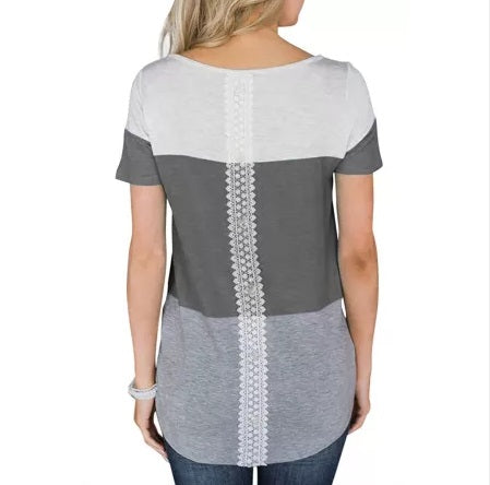 Color Block Lace Back Shirt