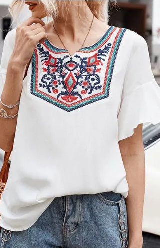 Embroidered Boho Blouse