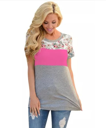 Floral Stripe Comfy Tee (2 colors, Up to Size 2xl!)