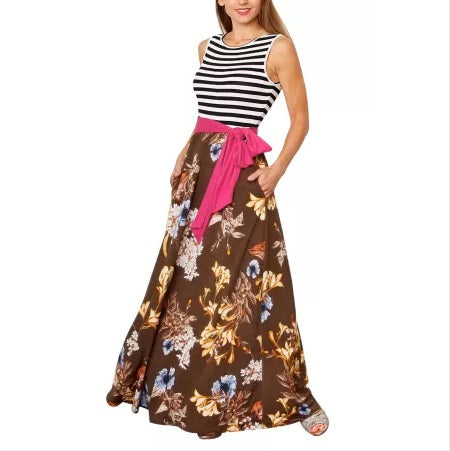 Brown Bow Floral Dress