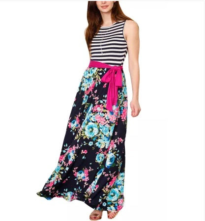 Fuscia Bow Floral Dress