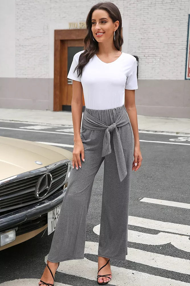 Belted Cotton Casual Pant (2 colors)