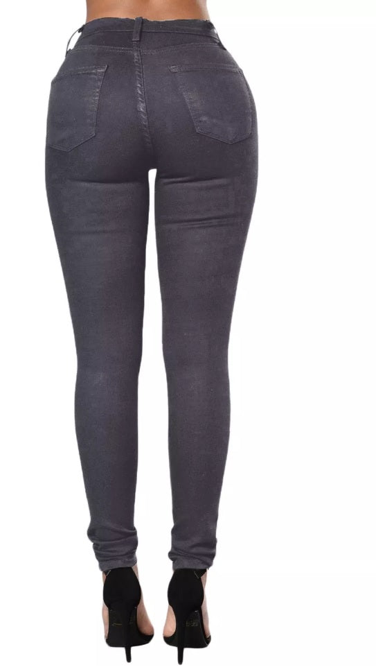 Gray Denim Distressed Jegging