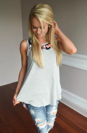 Flower Back Tank- POP Stock!