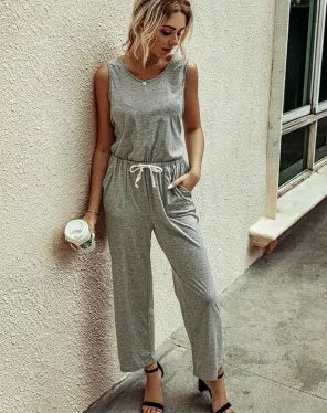 POP! Stock - Basic Sleeveless Capri Jumpsuit